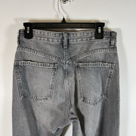 Zara Jeans Womens 6 Gray Denim Flat Front 5 Pockets Straight Fit‎ Wide Leg - Picture 6 of 7